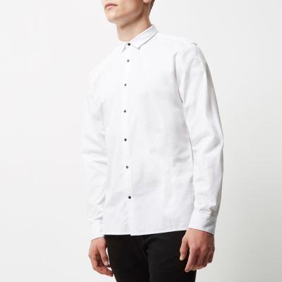 White popper slim fit shirt